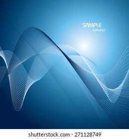 Abstract blue background with wavy lines.