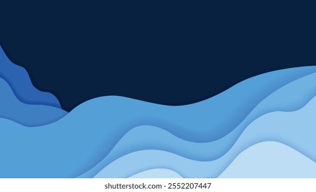 Abstract blue background wavy shape vector texture design