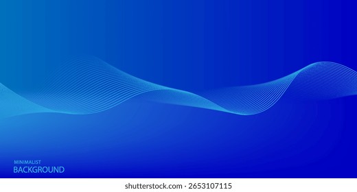 Fondo azul Abstractas con líneas onduladas y brillantes. Fondos minimalistas para Anuncios, carteles, cubiertas, folletos, volantes y Sitios web.