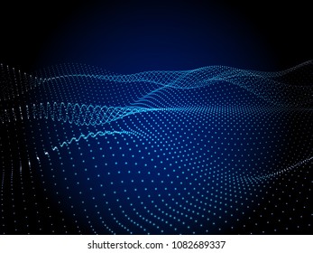 
Abstract blue background. Wavy structure with dots.