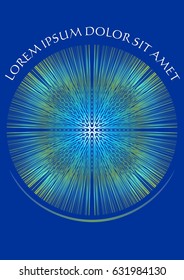 Abstract blue background with white ornament on fine rays