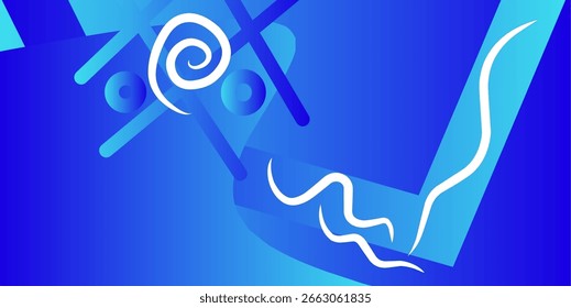 fundo azul abstrato com uma espiral branca no centro, ilustração vetorial