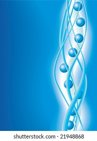 Abstract Blue Background with White Waves - Vector