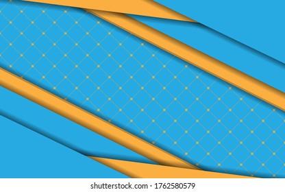 Abstract blue background and yellow lines in 3d style