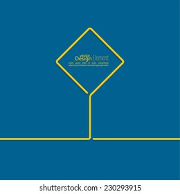 Abstract blue background with yellow signs. 