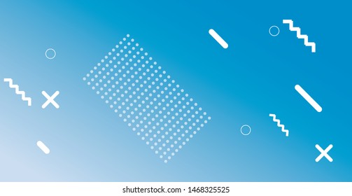 Abstract blue background with zigzag circles and confetti elements .Vector graphic.