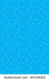 Abstract blue background with zigzags and squares. Vector seamless pattern with geometric figures. Hipster fill. Color image. Holiday composition. Multipurpose backdrop. blank for holidays, banners