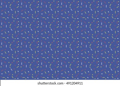 Abstract blue background with zigzags and squares. Vector seamless pattern with geometric figures. Hipster fill. Color image. Holiday composition. Multipurpose backdrop. blank for holidays, banners