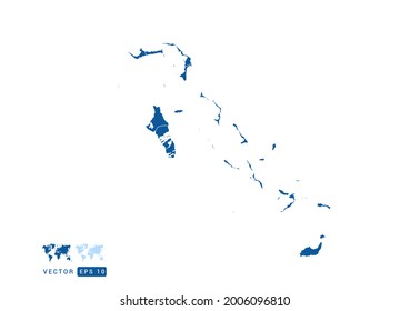 Resumen azul El vector del mapa de Bahamas sobre fondo blanco.