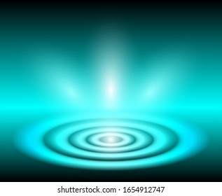 Abstract blue and balck background with water ripples and rays of light. Vector illustration