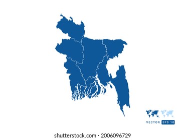 Abstract blue Bangladesh map vector on white background.