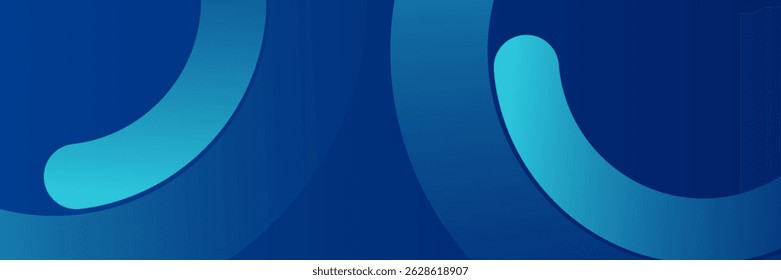 Abstract blue banner background. Glowing geometric shapes graphic design. Futuristic circle shapes. Suit for presentation, cover, business