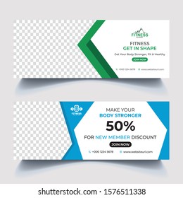 Abstract blue banner design. Abstract poster vector. Facebook cover - Green banner. Sale posters. Gym banner. Blue and Green Banner set. - Vector