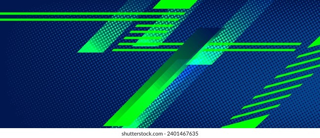 Abstract blue banner design vector, dynamic sporty horizontal background template for media promotion or web banner modern