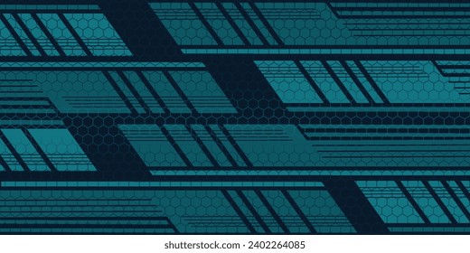 Abstract blue banner design vector, dynamic sporty horizontal background template for media promotion or web banner