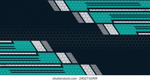 Abstract blue banner design vector, dynamic sporty horizontal background template for media promotion or web banner