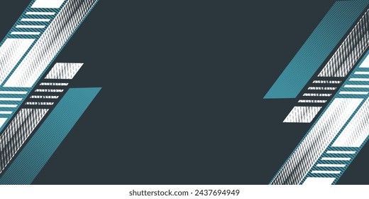 Abstract blue banner design vector, dynamic sporty horizontal background template for media promotion or web banner