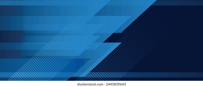 Abstract blue banner design vector, dynamic sporty horizontal background template for media promotion or web banner