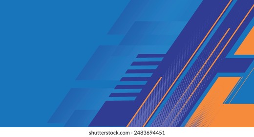 Abstract blue banner design vector, dynamic sporty horizontal background template for media promotion or web banner