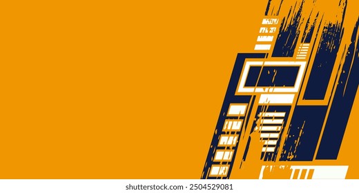 Abstract blue banner design vector, dynamic sporty horizontal background template for media promotion or web banner