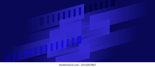 Abstract blue banner design vector, dynamic sporty horizontal background template for media promotion or web banner