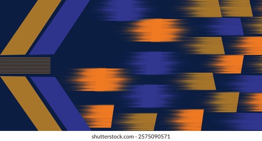 Abstract blue banner design vector, dynamic sporty horizontal background template with blue and yellow shapes for media promotion or web banner