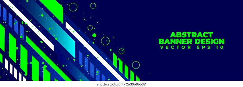 Abstract blue banner design vector, dynamic sporty horizontal background template for media promotion or web banner