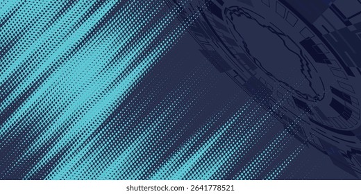 Abstract blue banner design vector, dynamic sporty horizontal background template for media promotion or web banner