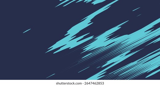 Abstract blue banner design vector, dynamic sporty horizontal background template for media promotion or web banner