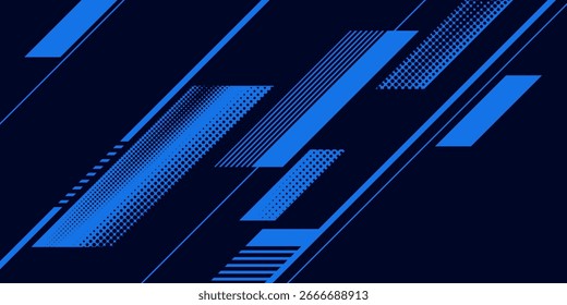 Abstrakter blauer Banner-Designvektor, dynamische sportliche horizontale Hintergrundvorlage für Medienwerbung oder Webbanner