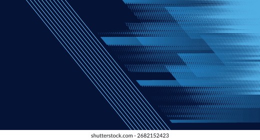 Abstract blue banner design vector, dynamic sporty horizontal background template for media promotion or web banner