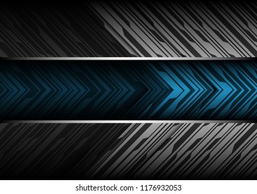 Abstract blue banner on gray tone arrow pattern design modern futuristic technology background vector illustration.