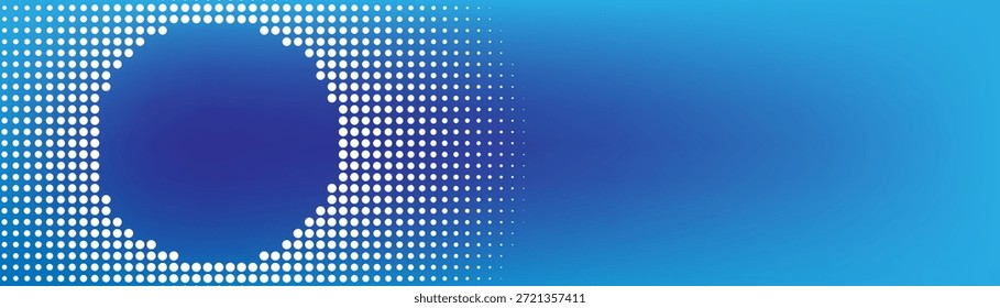 Abstrakte blaue Banner-Vorlage mit Halbtonkreis-Dekoration, modernes digitales Design für Technologie, Business, Präsentation und Web-Layout.