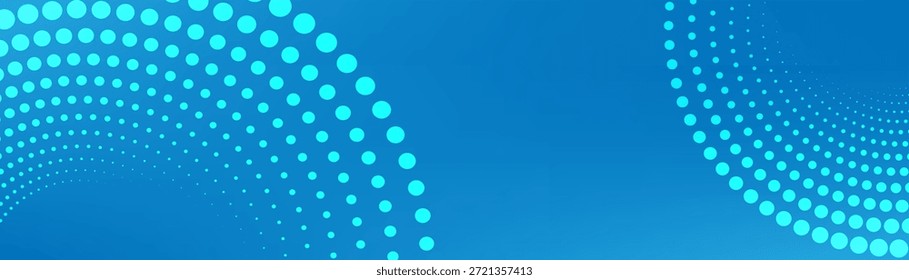 Abstrakte blaue Banner-Vorlage mit Halbtonkreis-Dekoration, modernes digitales Design für Technologie, Business, Präsentation und Web-Layout.