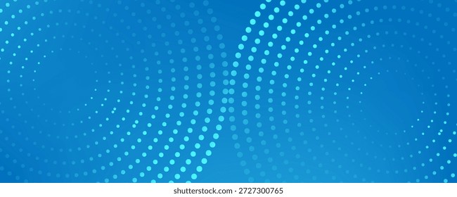 Abstrakte blaue Banner-Vorlage mit Halbtonkreis-Dekoration, modernes digitales Design für Technologie, Business, Präsentation und Web-Layout.