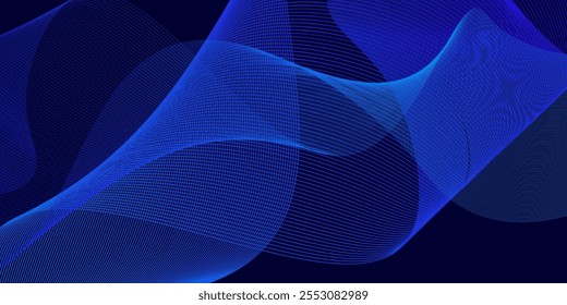 Modelo de faixa azul abstrata. Fundo de linhas onduladas mínimo para cobertura de mídia social. Ilustração vetorial