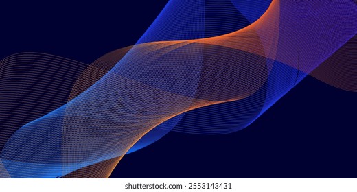 Abstract blue banner template. Minimal wavy lines background for social media cover. Vector illustration