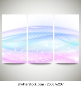 Abstract blue banners set, wave vector design.