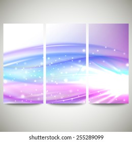 Abstract blue banners set, wave vector design.
