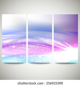 Abstract blue banners set, wave vector design.