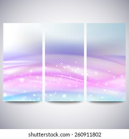 Abstract blue banners set, wave vector design.