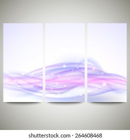 Abstract blue banners set, wave vector design.