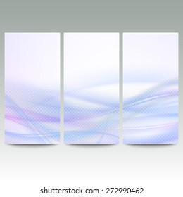 Abstract blue banners set, wave vector design.