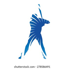 Abstract blue baseball batter figure