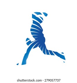 Abstract blue baseball player