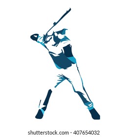 Abstract blue baseball player, vector isolated illustration. Baseball batter