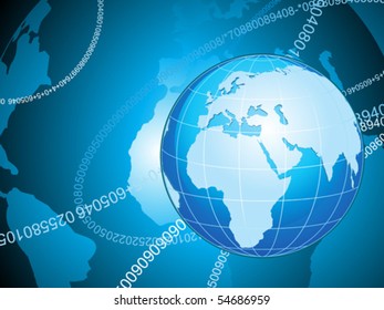 abstract blue based theme with globe vector illustration
