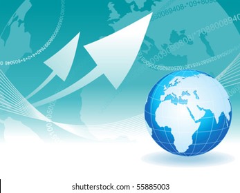abstract blue based theme with globe vector illustration
