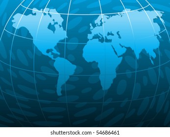abstract blue based theme with world vector illustration