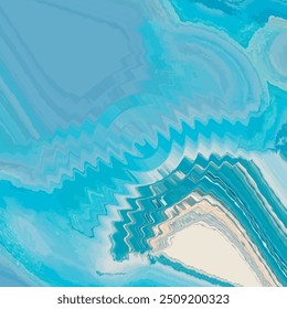 Abstract blue beach wave acrylic liquid marble surface design. colorful swirl on background. creative brush stroke art. illustration vector